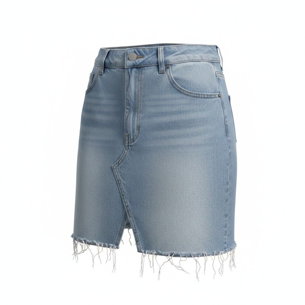 Topshop MOTO Denim Skirt Light Wash Frayed Hem Size 6 Baddie That Girl VSCO Girl